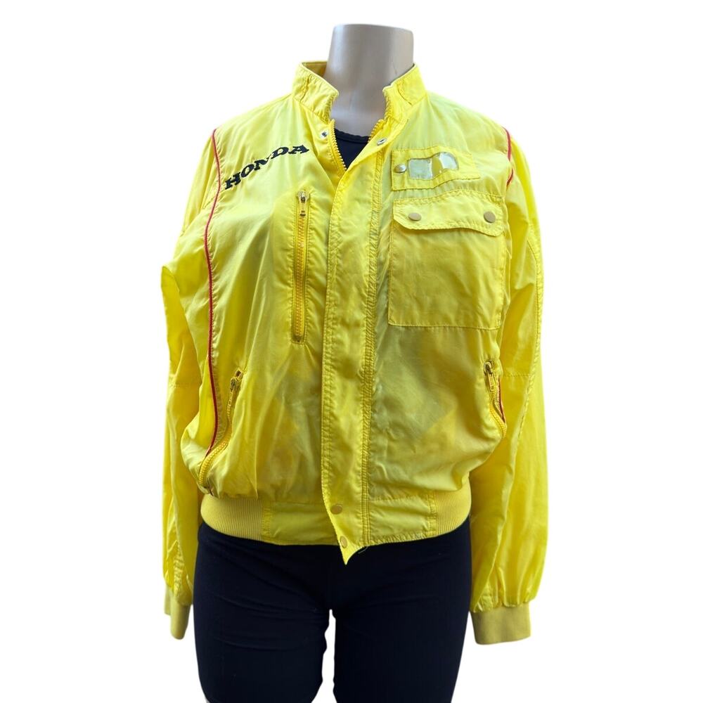 Vintage Honda Racing Yellow Windbreaker Jacket Pierre Max Poplin Women's M